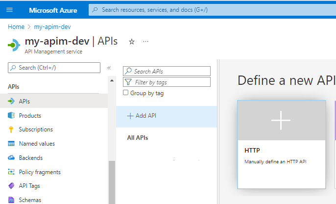 APIM - Define new API