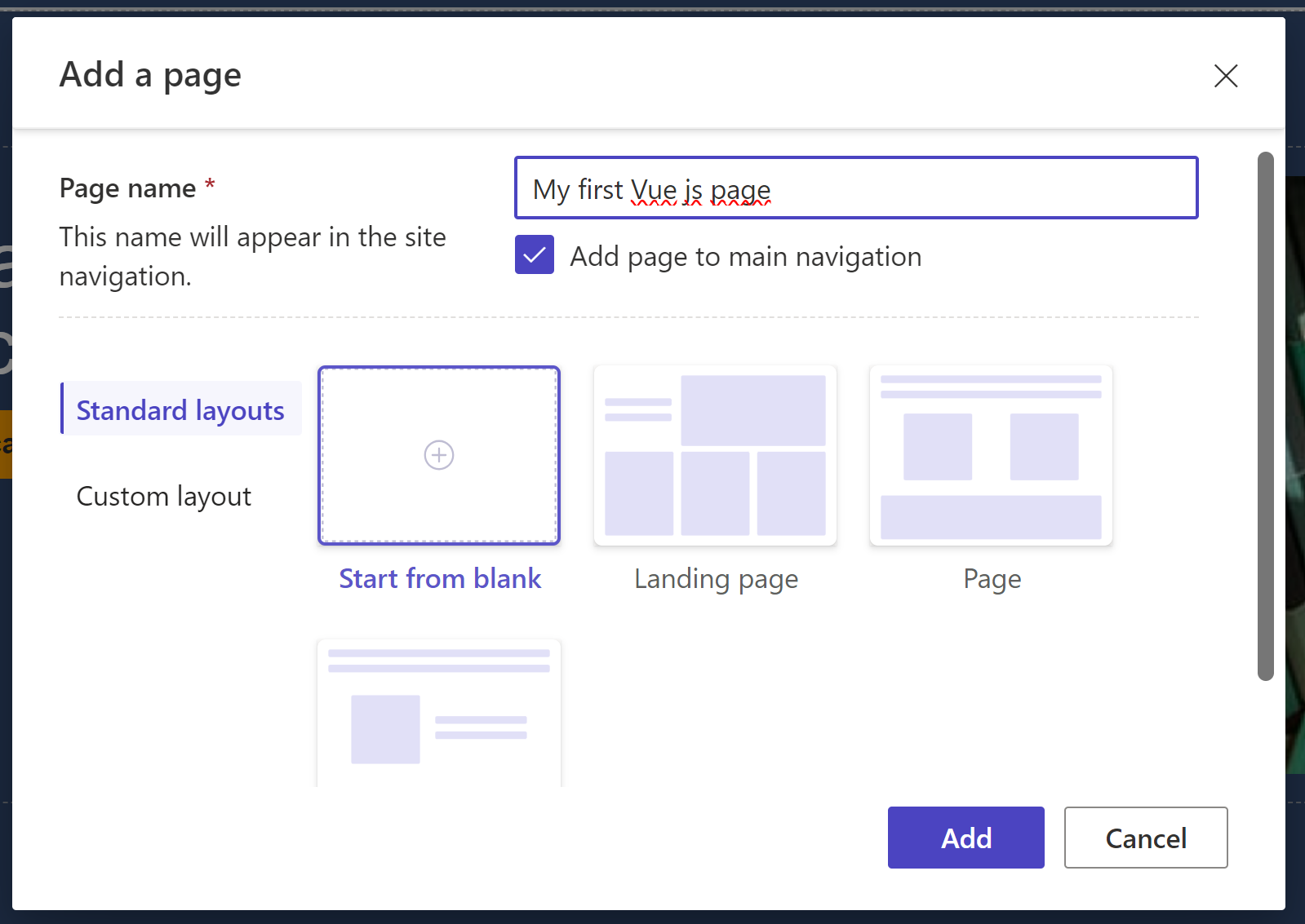 Creating a new page in Power Pages