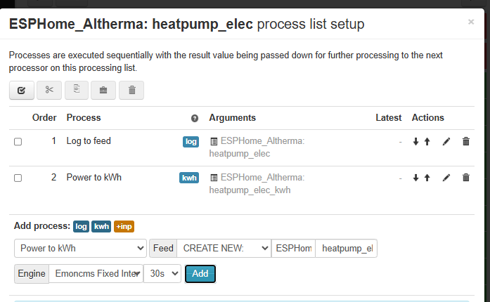 Completed heatpump_elec process list