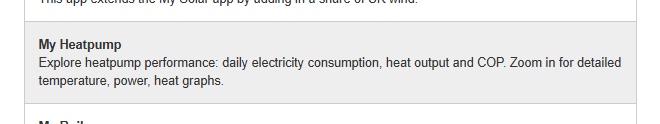 My Heatpump app selection