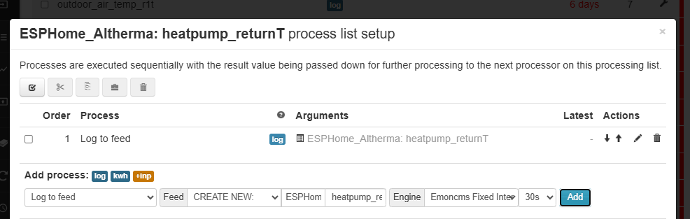 Simple Log to feed process setup